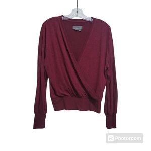 Anthropologie Red Vneck Sweater Size M